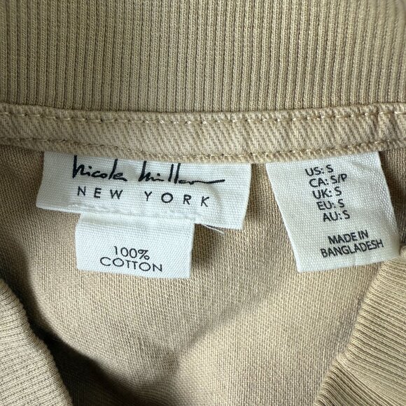 Nicole MillerTan Cropped Utility Jacket Small Cargo Pockets Full Zip Cotton - Picture 3 of 8